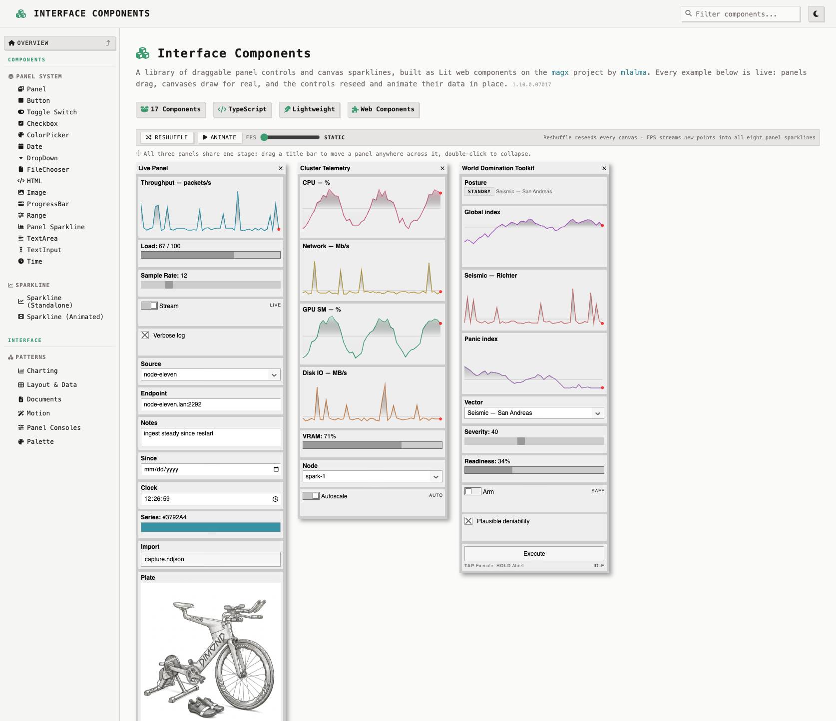 Interface components — a gallery of reusable UI elements